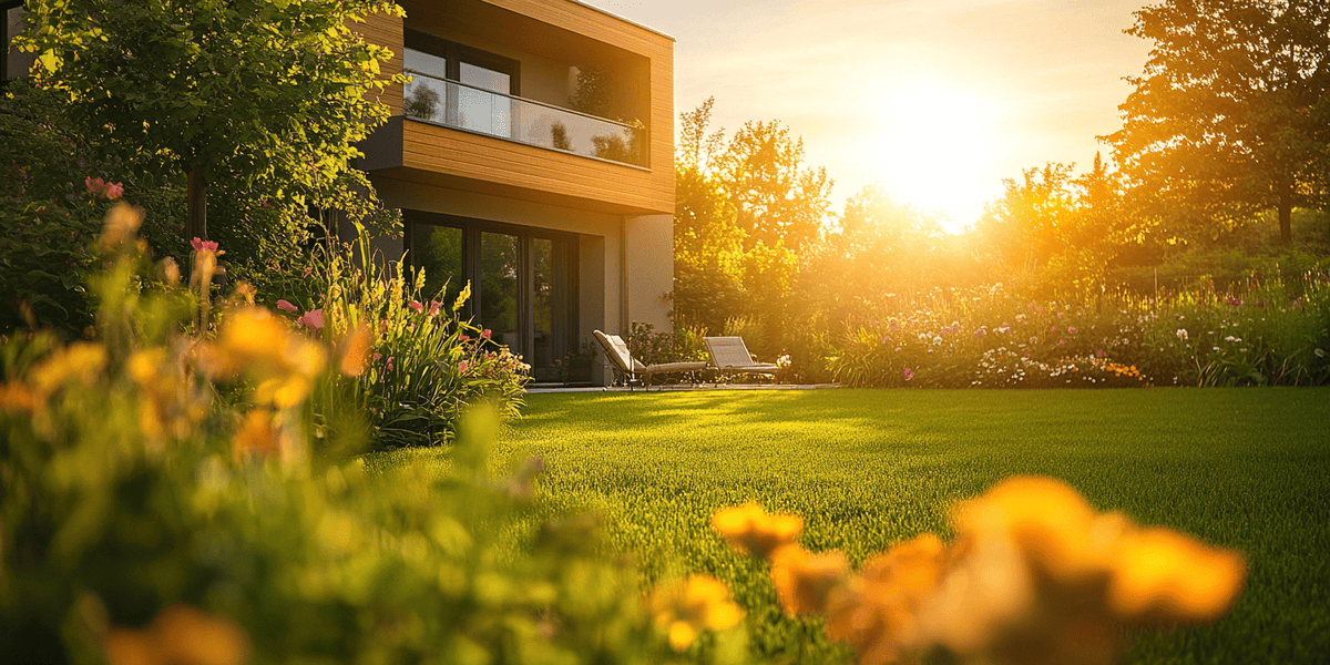 Garten im Sonnenuntergang