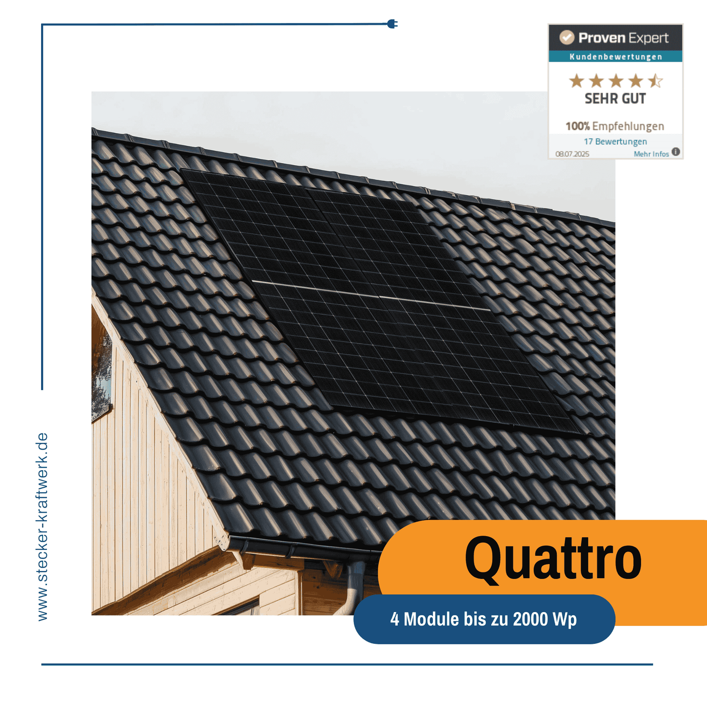 Stecker-Kraftwerk Quattro für Schrägdach XL mit 2000Wp+