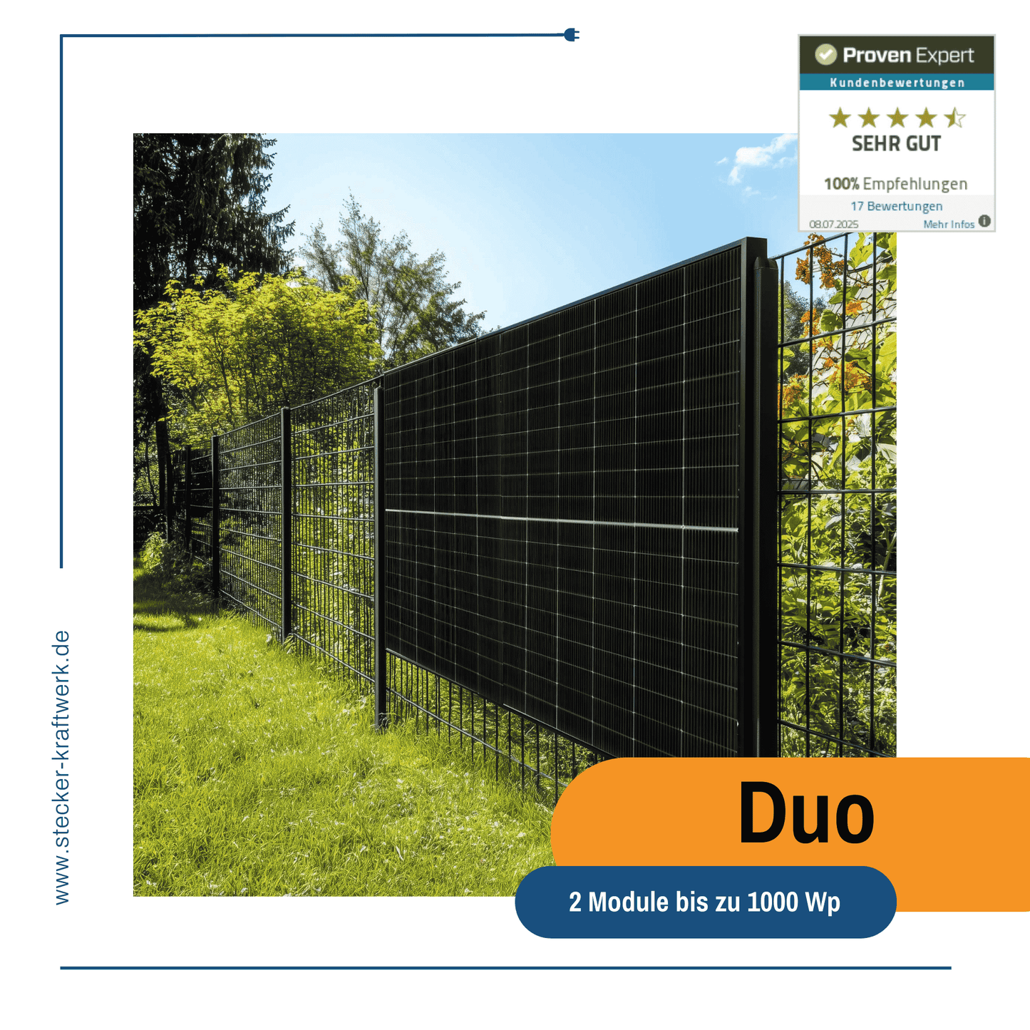 Stecker-Kraftwerk Duo für Zaun XL mit 1000Wp+