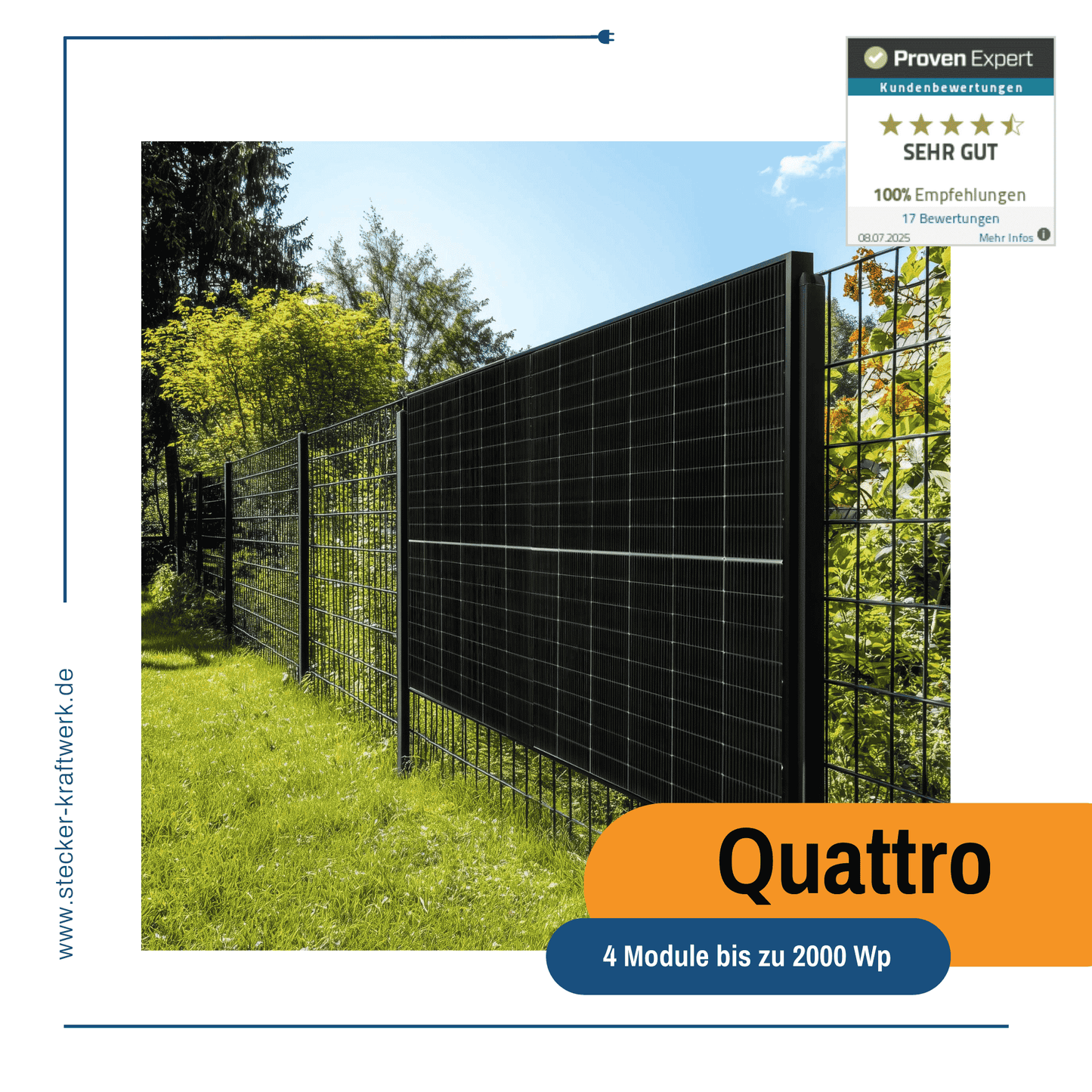 Stecker-Kraftwerk Quattro fĂĽr Zaun XL mit 2000Wp+
