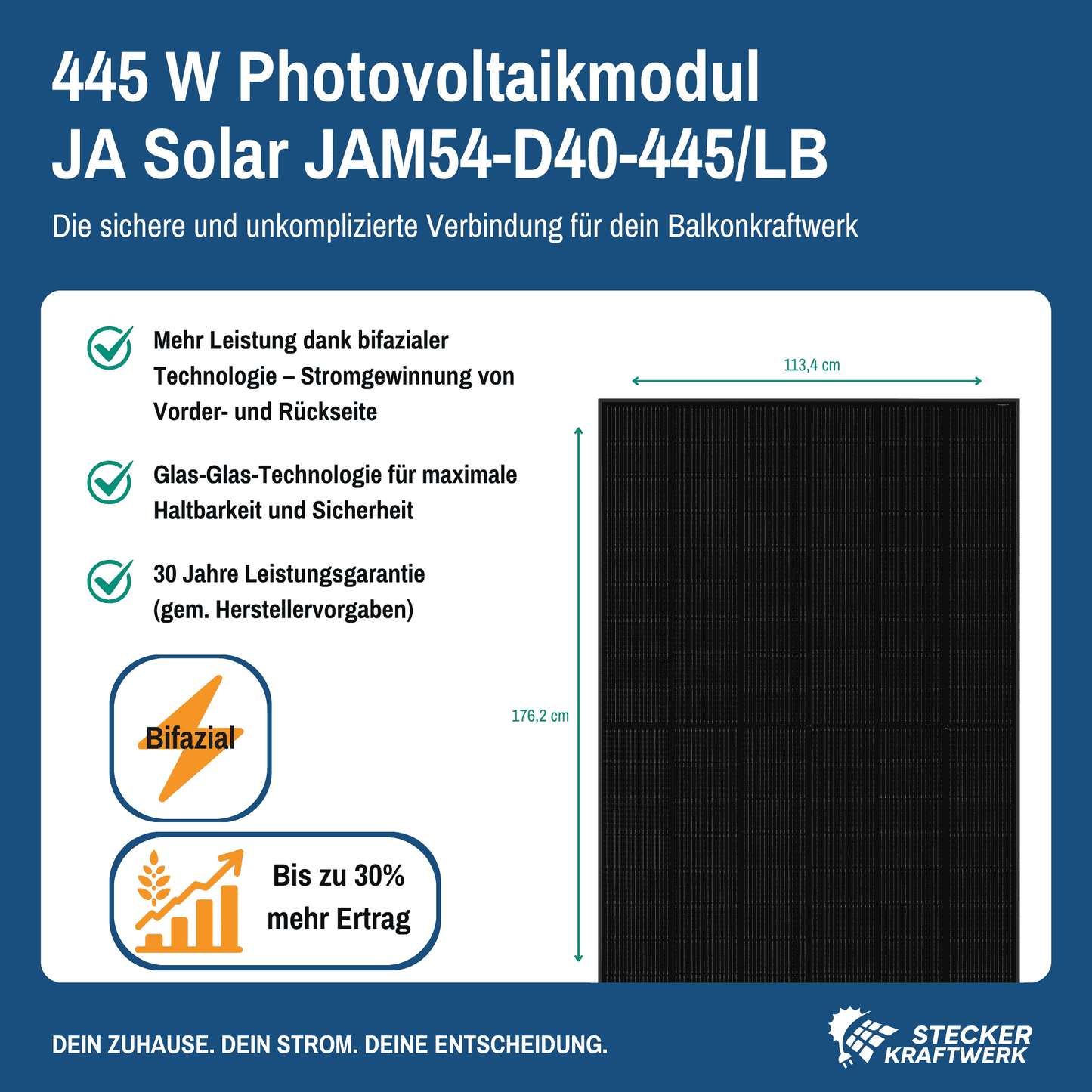 Stecker-Kraftwerk Single für Flachdach mit 445Wp+