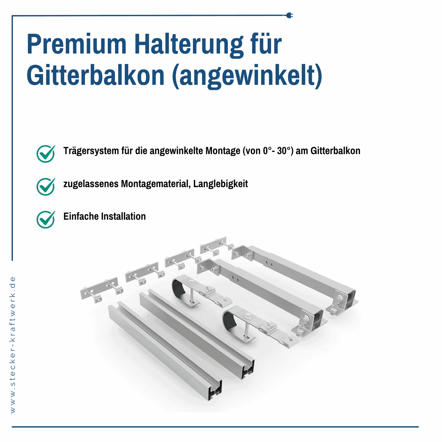 Stecker-Kraftwerk Trio fĂĽr Gitterbalkon XL mit 1500Wp+