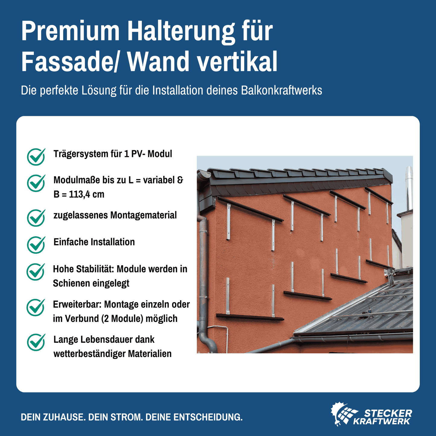 Halterung Fassade/ Wand vertikal