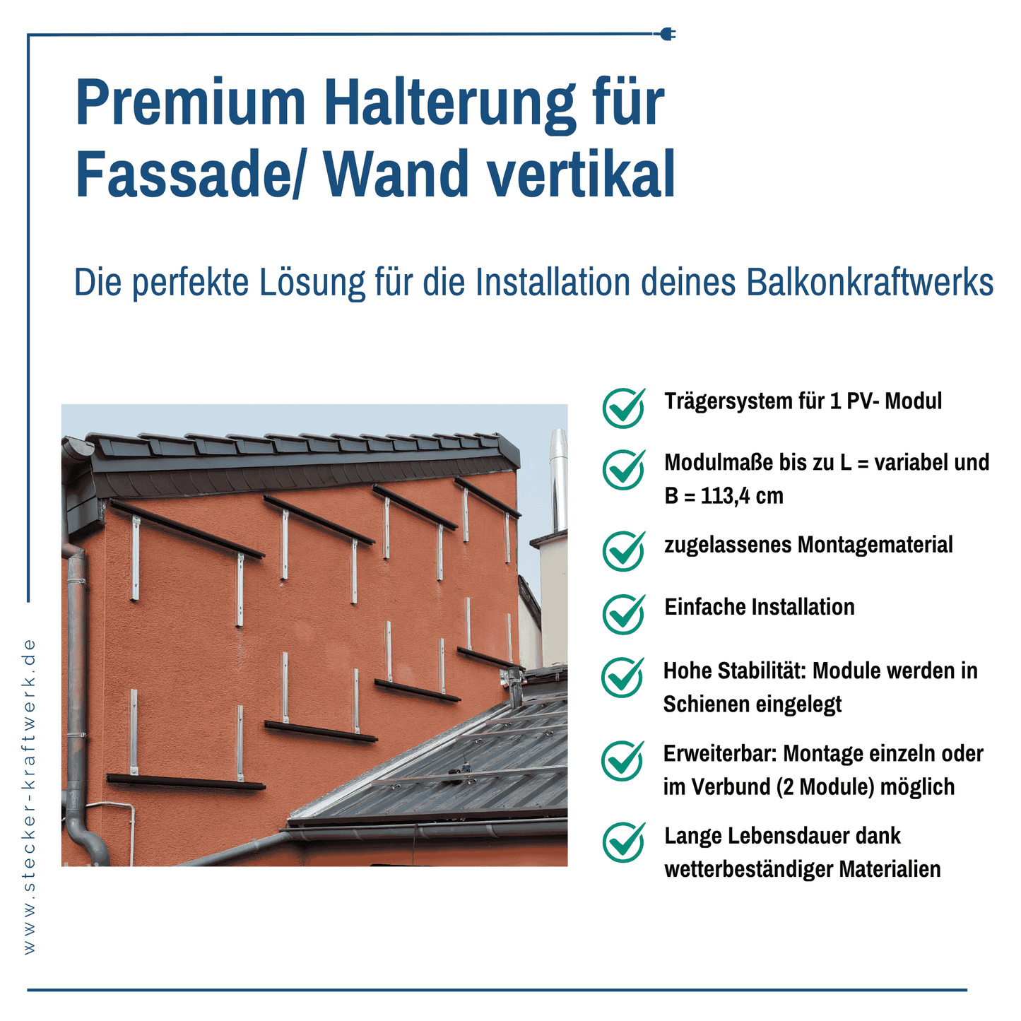 Stecker-Kraftwerk Duo fĂĽr Fassade XL mit 1000Wp+