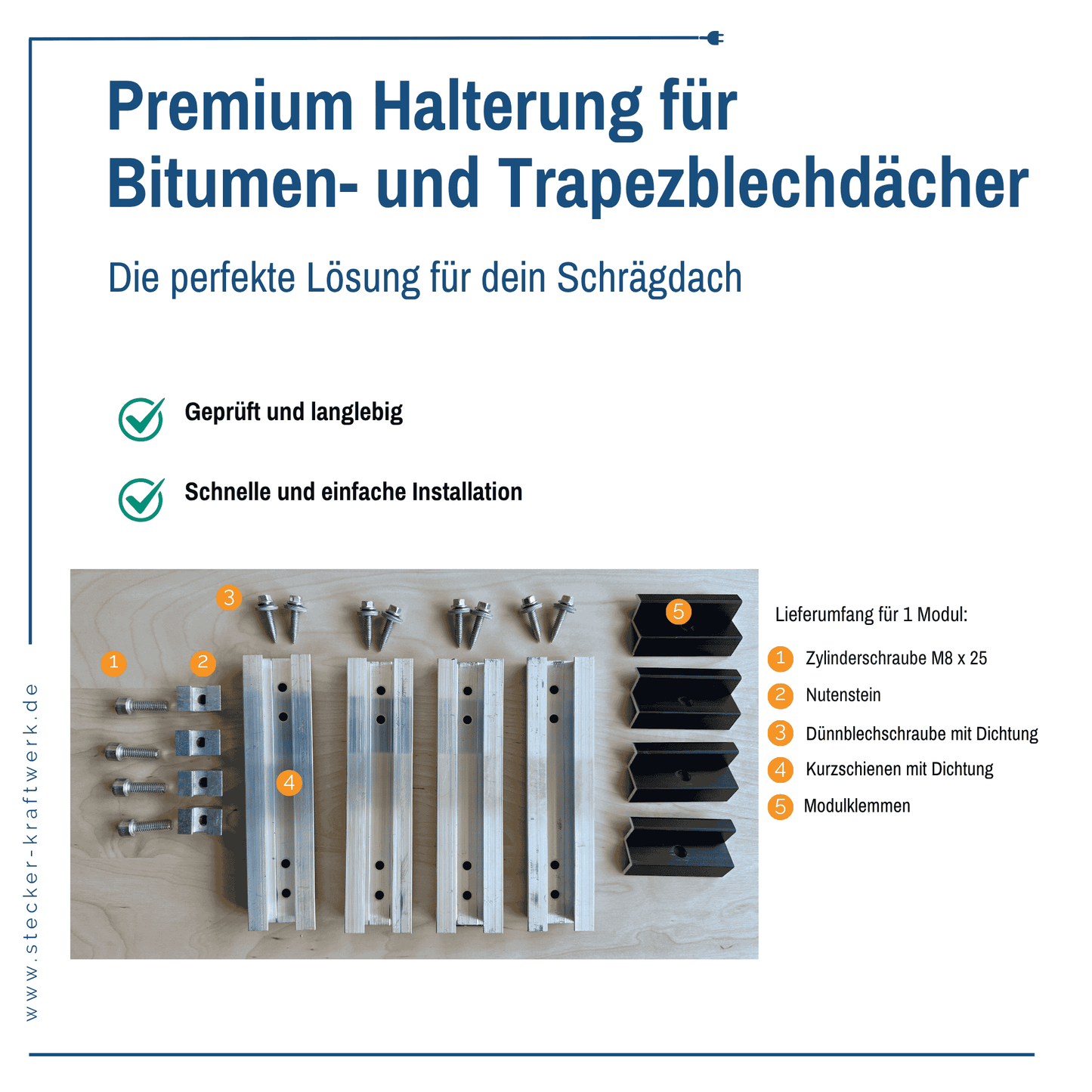 Stecker-Kraftwerk Quattro für Schrägdach XL mit 2000Wp+