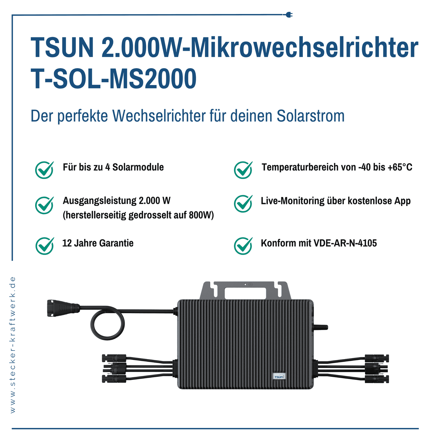 Stecker-Kraftwerk Quattro für Fassade XL mit 2000Wp+