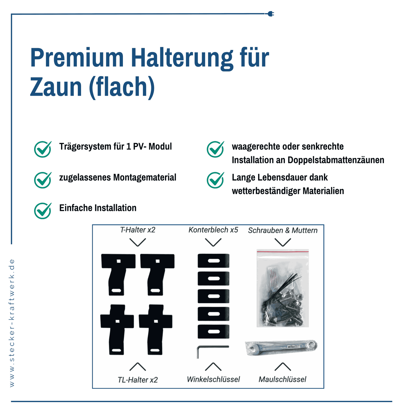 Stecker-Kraftwerk Quattro fĂĽr Zaun XL mit 2000Wp+
