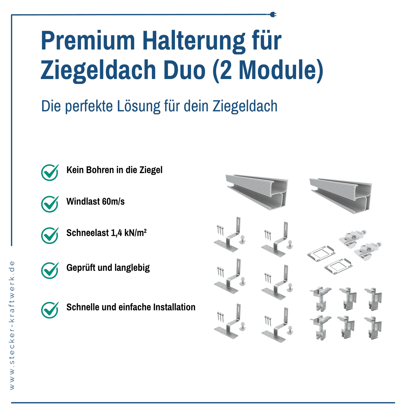 Stecker-Kraftwerk Duo für Schrägdach XL mit 1000Wp+
