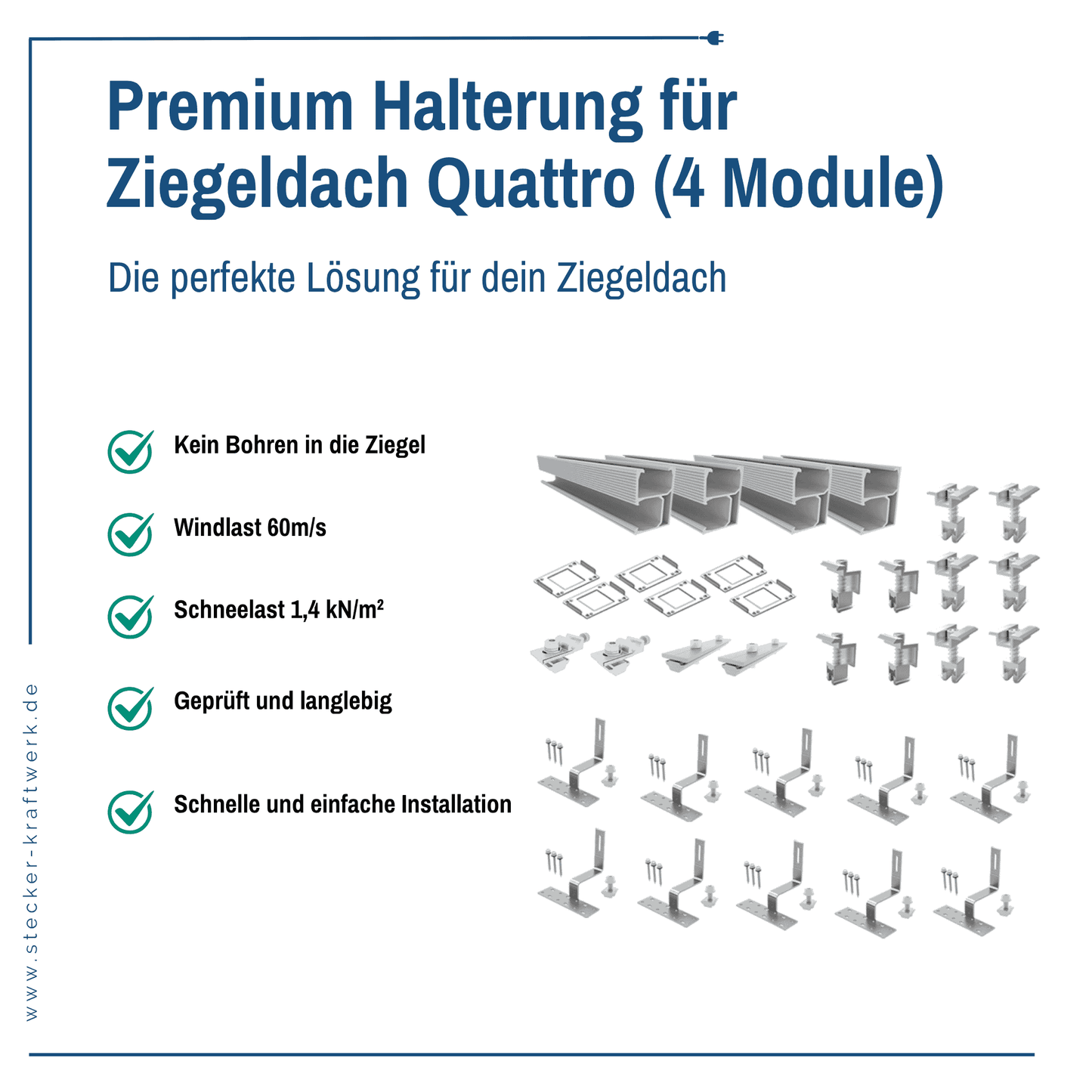 Stecker-Kraftwerk Quattro für Schrägdach XL mit 2000Wp+