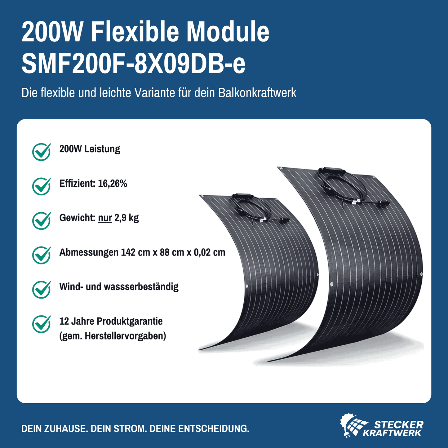 Stecker-Kraftwerk 4er Set Flexible Module mit 800Wp+