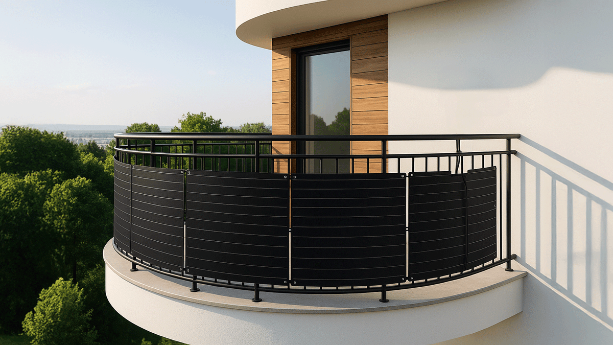 Flexibles Solarmodul am runden Balkon
