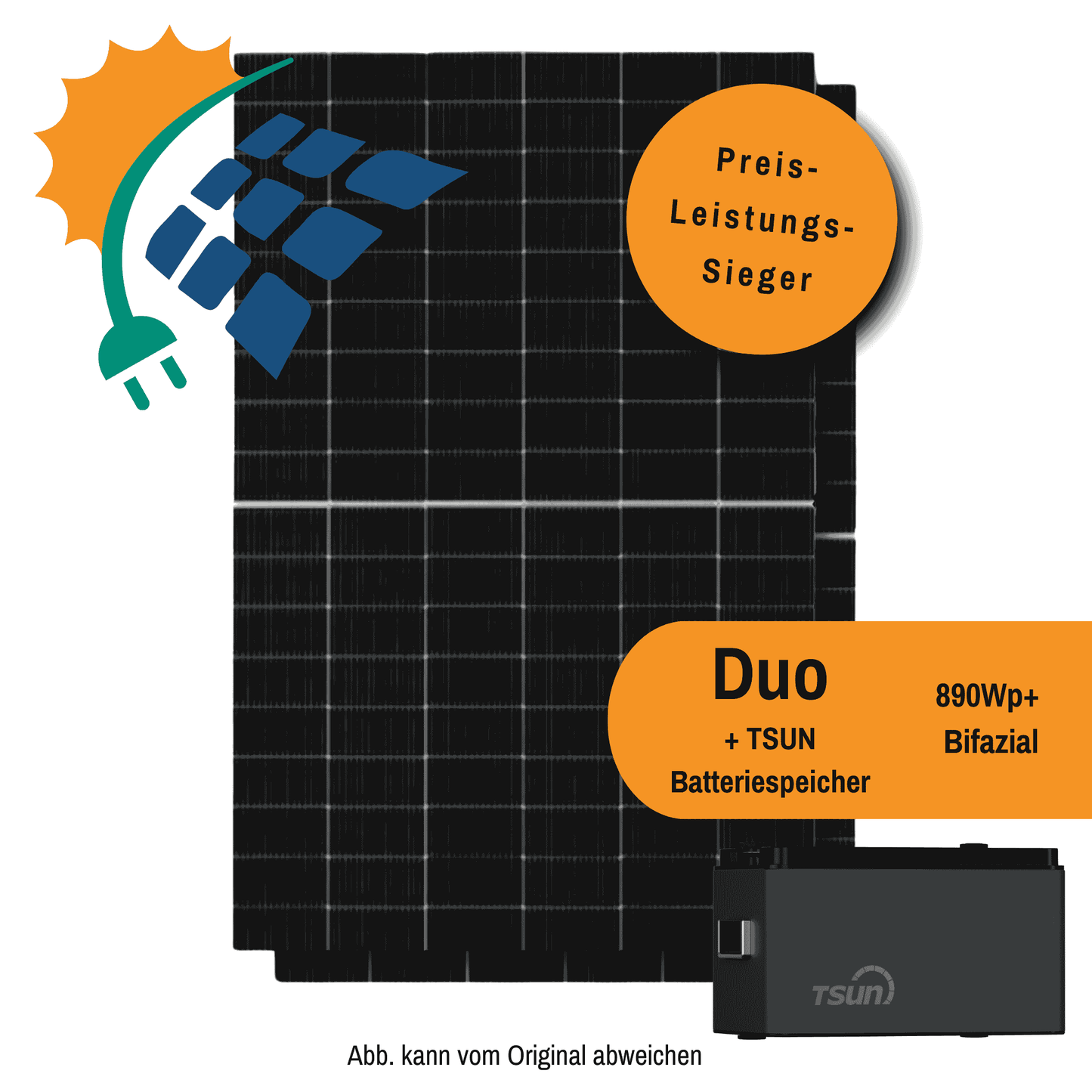 Stecker-Kraftwerk Duo ohne Halterung mit TSUN DCU1000 Batteriespeicher