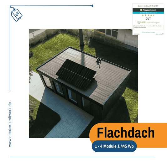 Stecker-Kraftwerk Single für Flachdach mit 445Wp+