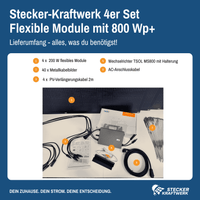 Stecker-Kraftwerk 4er Set Flexible Module mit 800Wp+