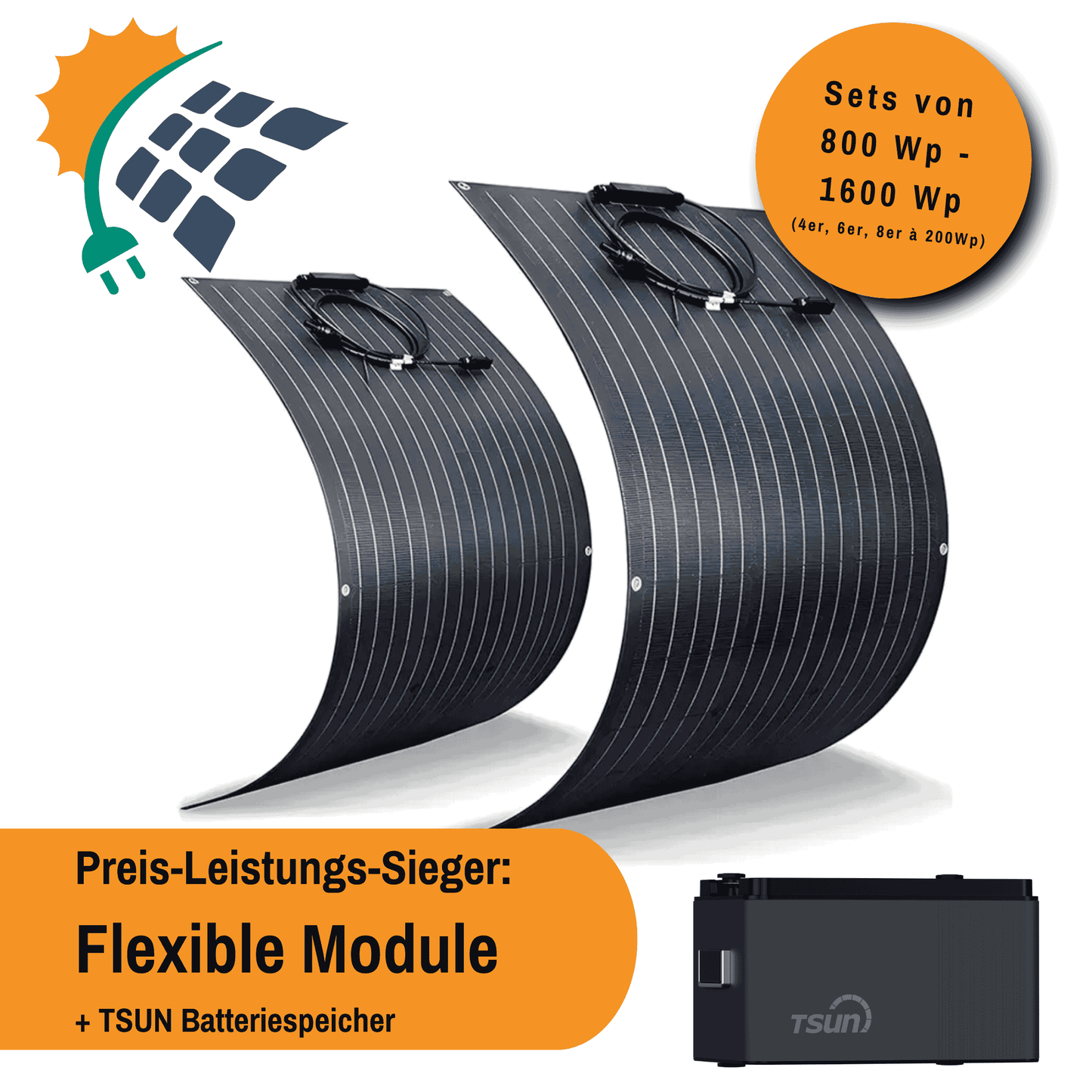 Stecker-Kraftwerk Flexible Module mit TSUN DCU1000 Batteriespeicher