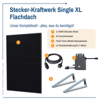 Stecker-Kraftwerk Single für Flachdach XL mit 500Wp+