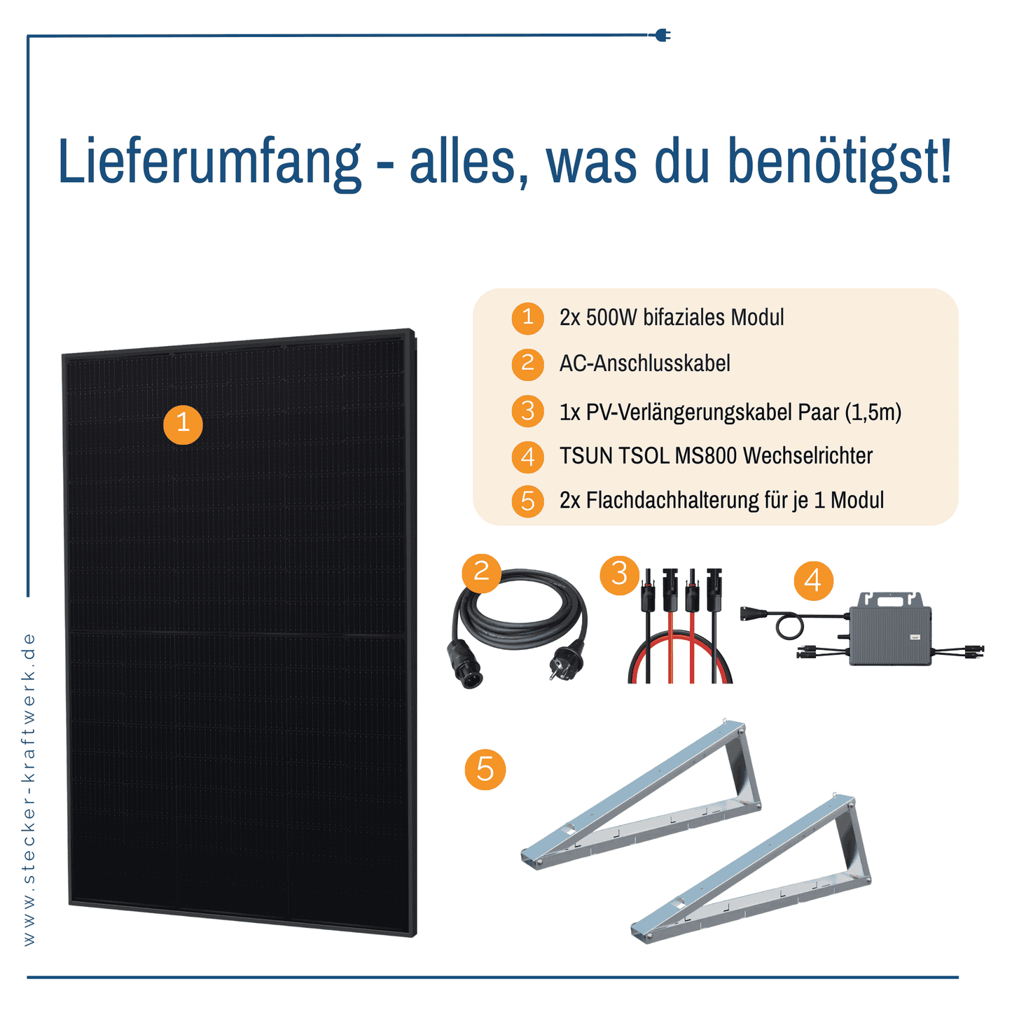 Stecker-Kraftwerk Duo für Flachdach XL mit 1000Wp+