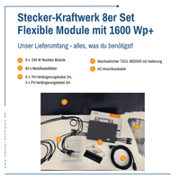 Stecker-Kraftwerk 8er Set Flexible Module mit 1600Wp+