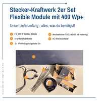 Stecker-Kraftwerk 2er Set Flexible Module mit 400Wp+