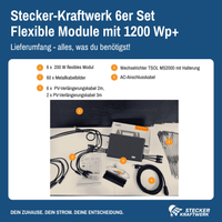 Stecker-Kraftwerk 6er Set Flexible Module mit 1200Wp+