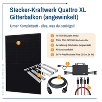 Stecker-Kraftwerk Quattro für Gitterbalkon XL mit 2000Wp+