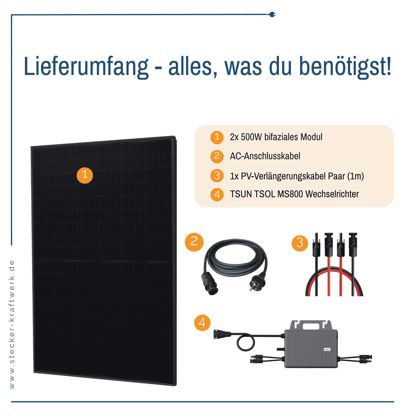 Stecker-Kraftwerk Duo ohne Halterung XL mit 1000Wp+