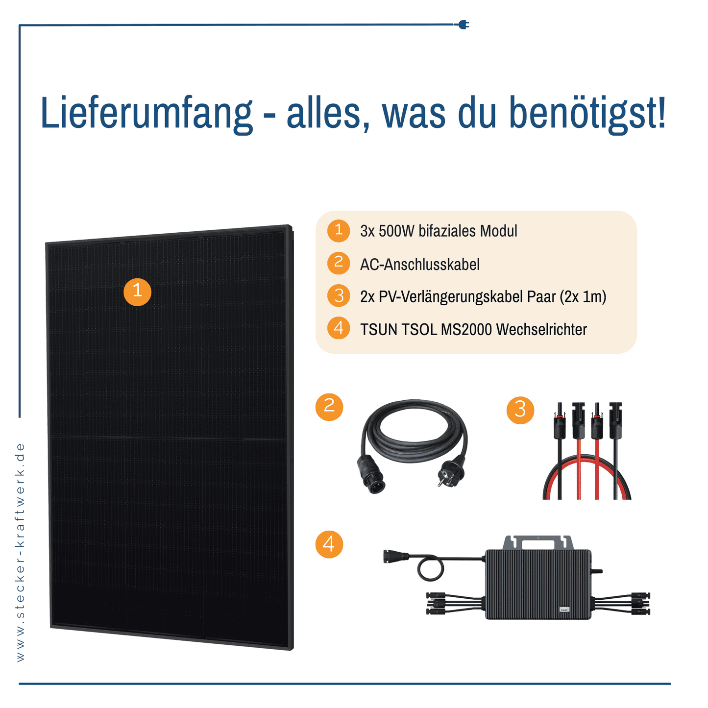 Stecker-Kraftwerk Trio ohne Halterung XL mit 1500Wp+