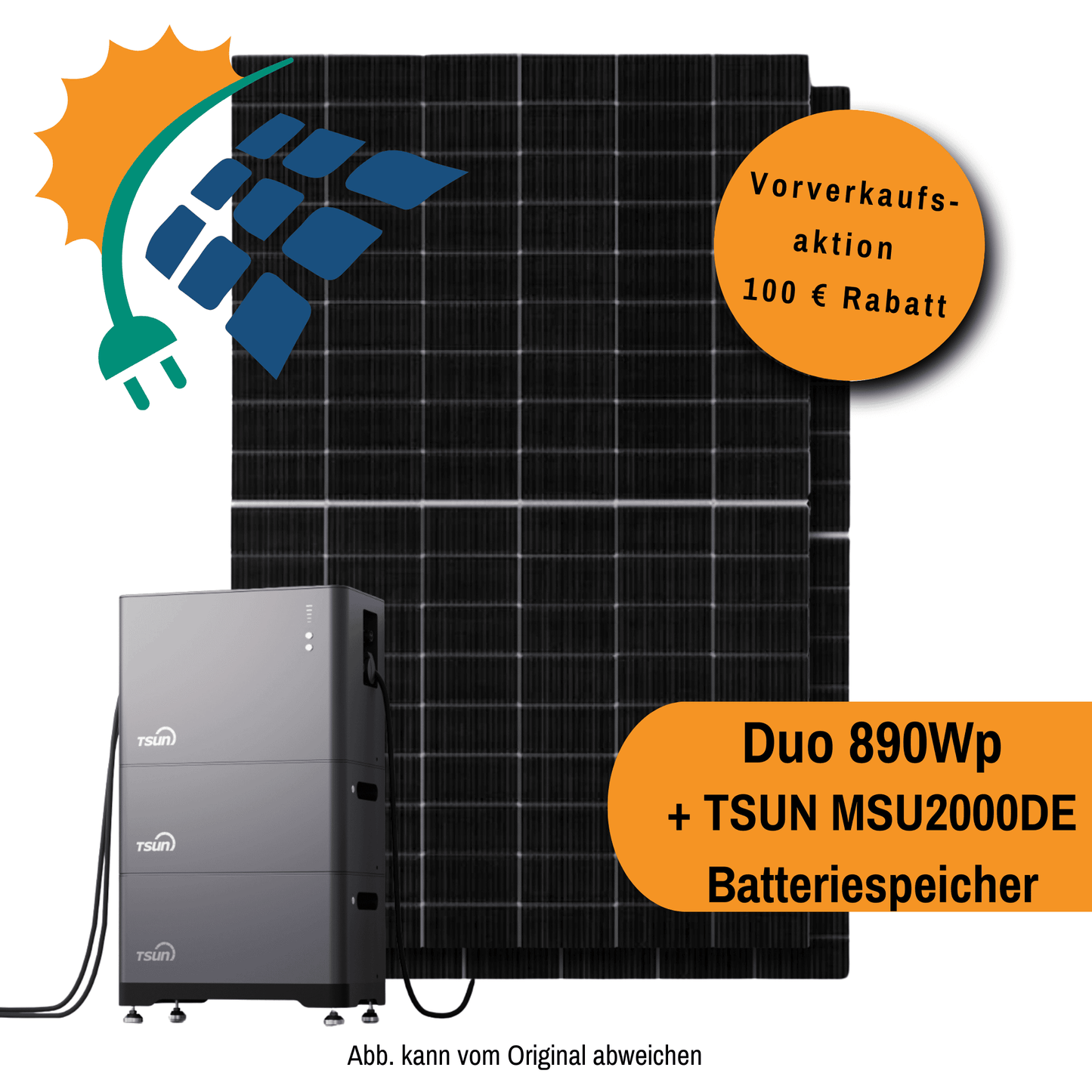 Stecker-Kraftwerk Duo ohne Halterung mit TSUN MSU 2000DE Batteriespeicher