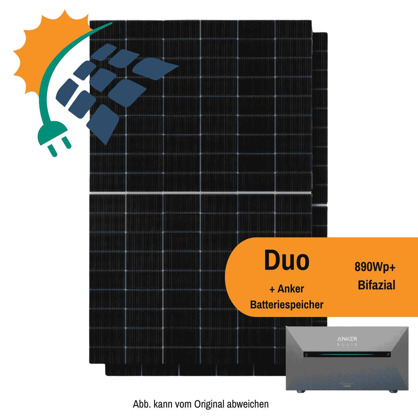 Stecker-Kraftwerk Duo ohne Halterung mit ANKER Solarbank 2 E1600 Pro Batteriespeicher