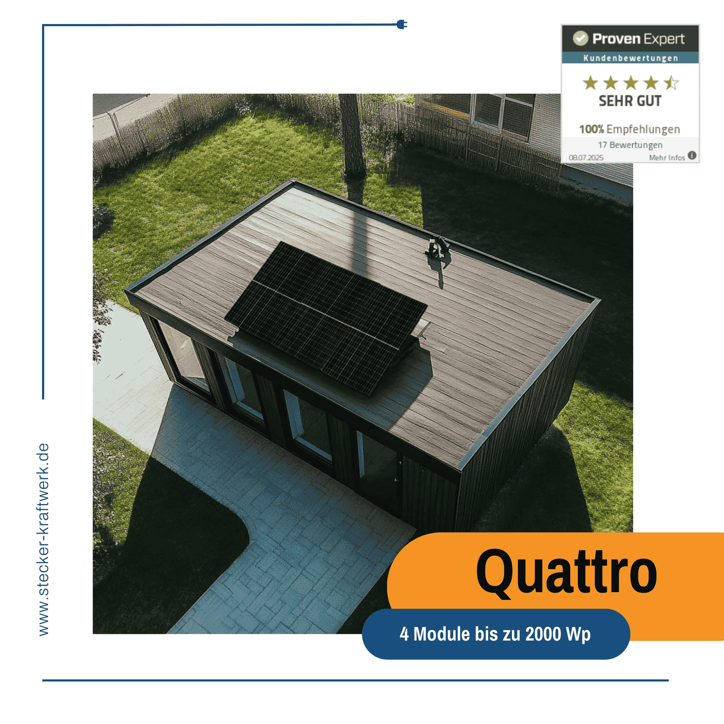 Stecker-Kraftwerk Quattro für Flachdach XL mit 2000Wp+