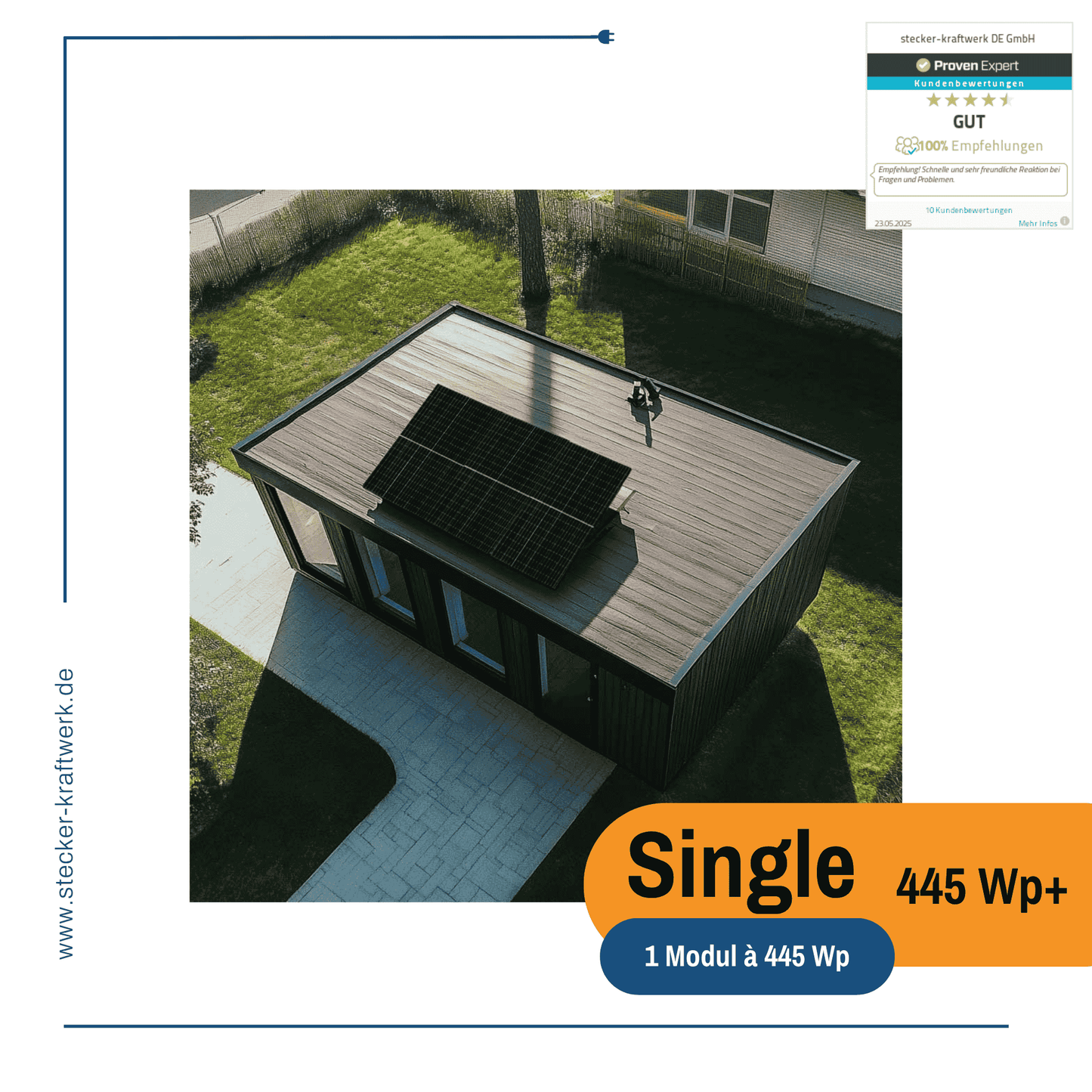 Stecker-Kraftwerk Single für Flachdach mit 445Wp+