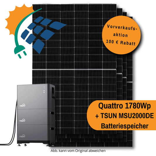 Stecker-Kraftwerk Quattro ohne Halterung mit TSUN MSU 2000DE Batteriespeicher