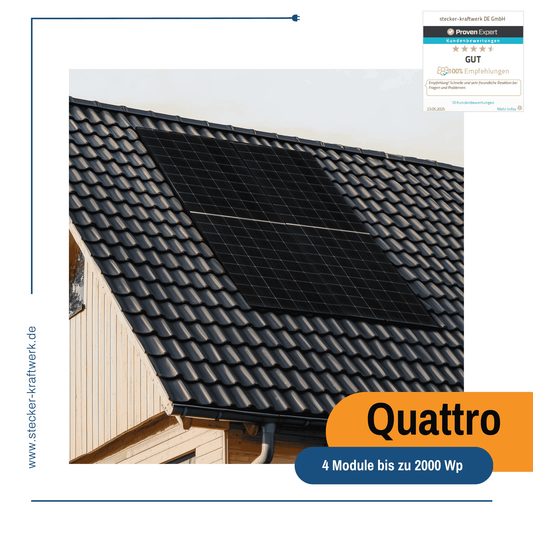 Stecker-Kraftwerk Quattro für Schrägdach mit bis zu 2000Wp+