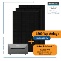 Stecker-Kraftwerk Trio ohne Halterung XL 1500 Wp mit ANKER Solarbank 2 E1600 Pro