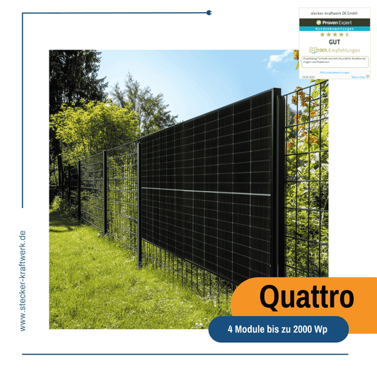 Stecker-Kraftwerk Quattro für Zaun mit bis zu 2000Wp+ ab