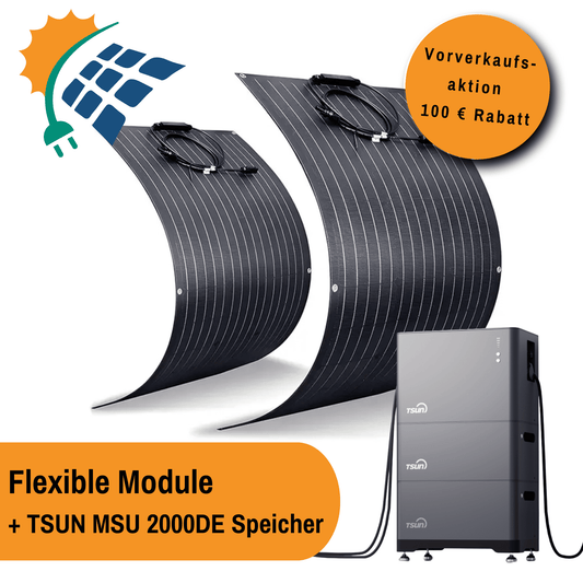 Stecker-Kraftwerk Flexible Module mit TSUN MSU 2000DE Batteriespeicher