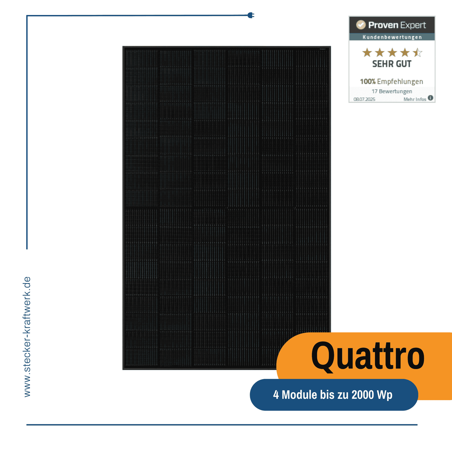 Stecker-Kraftwerk Quattro ohne Halterung XL mit 2000Wp+