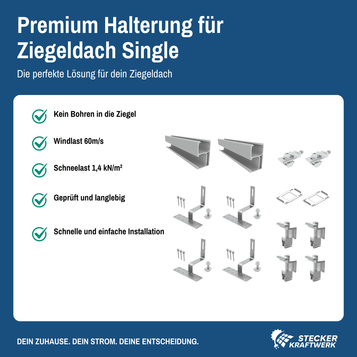 Stecker-Kraftwerk Single für Schrägdach mit 445Wp+
