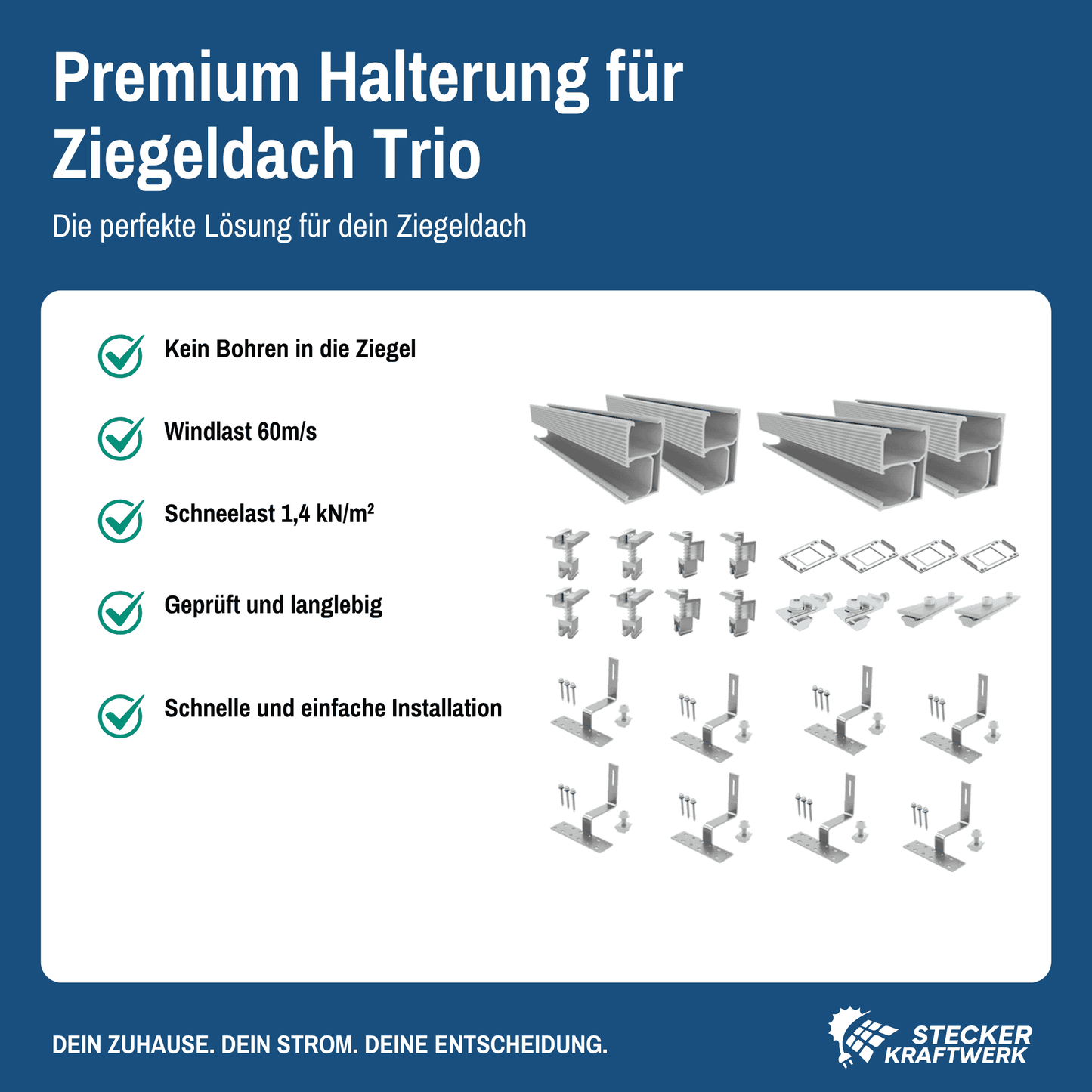 Stecker-Kraftwerk Trio für Schrägdach mit 1335Wp+